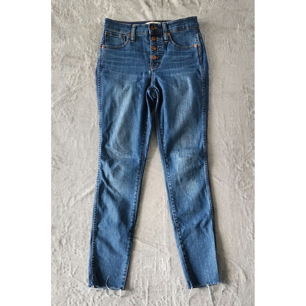 Madewell Jeans Womens 26 Blue 10" High Rise Skinny‎ Raw Hem Medium Wash  Stretch